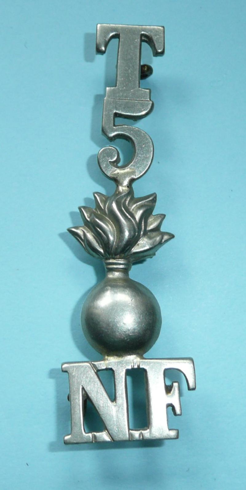 T  / 5 / Grenade / NF  - White Metal One Piece Shoulder Title