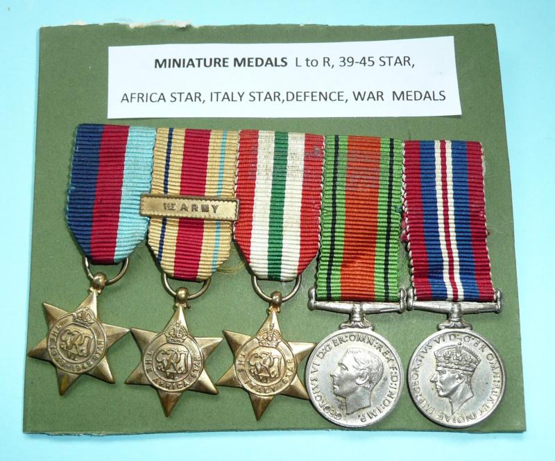 WW2 Mounted Set of Miniature Medals - 1st Army