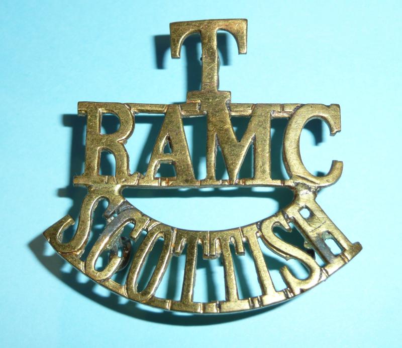 T / RAMC / Scottish One Piece Gilt Brass Shoulder Title