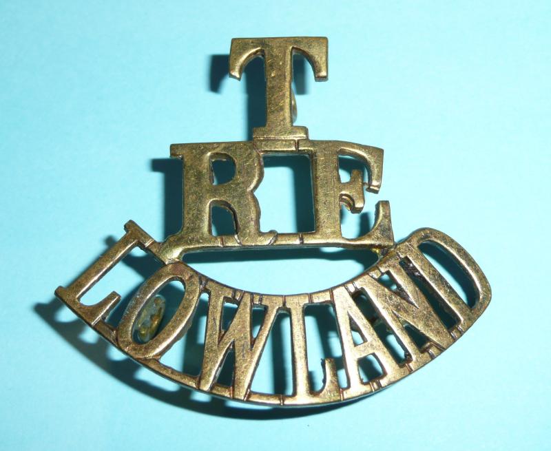T / RE / Lowland (Scottish) One Piece Brass Shoulder Title