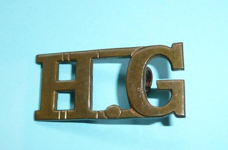 HG Home Guard Brass Shoulder Title