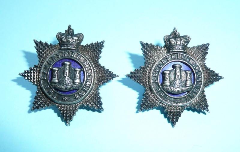 QVC Victorian Devonshire Regiment Officer's Matched Collar Badges
