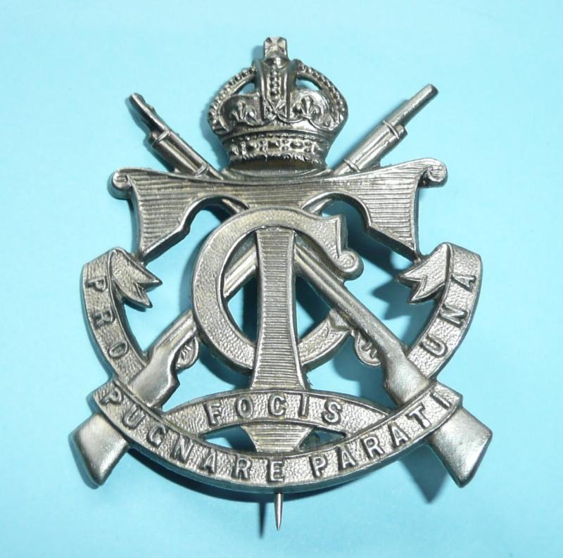 South Africa - Transvaal Cadets White Metal King's Crown Pagri Cap Badge