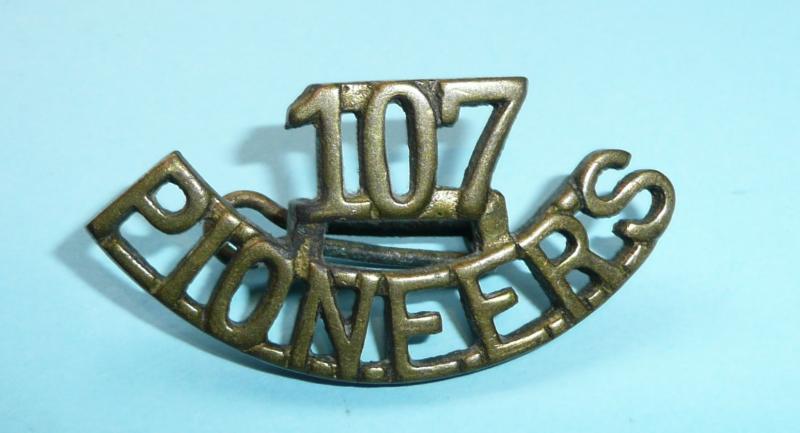 WW1 Indian Army - 107th Pioneers Cast Brass Shoulder Title