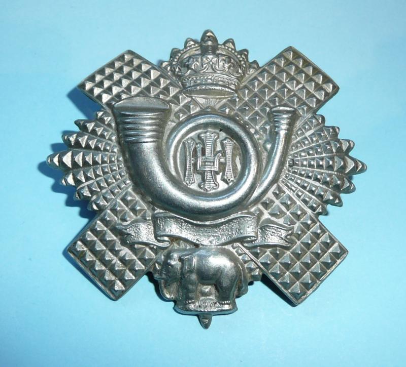 Highland Light Infantry (HLI) (5th / 7th and 8th Territorial Battalions) White Metal Glengarry Cap Badge - Short 'Blank' Scroll