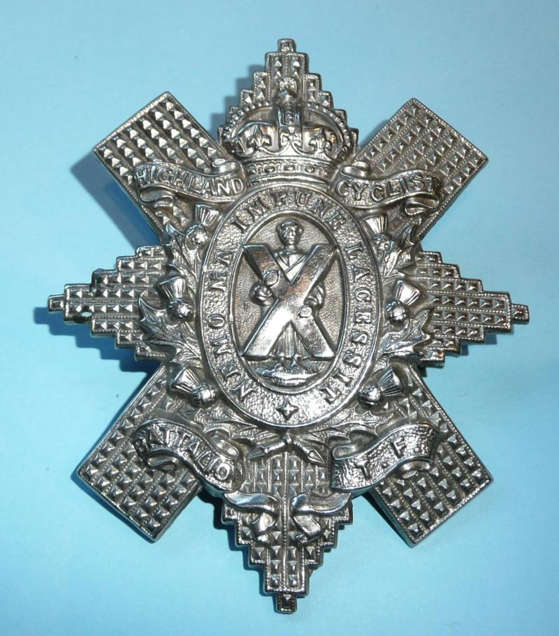 Highland Cyclist Battalion White Metal Glengarry Badge