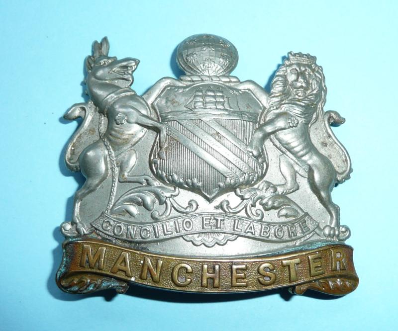 WW1 Manchester Regiment Non Voided Other Ranks Bi-Metal Cap Badge