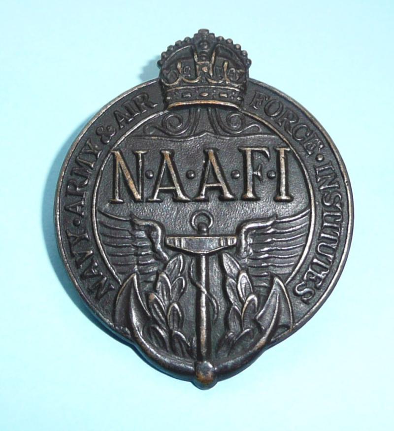 NAAFI Original Royal Navy, Army and Air Force Institute Bronze Cap Badge, Kings Crown