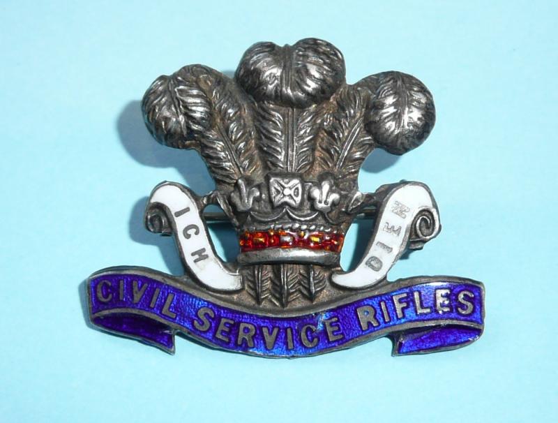 WW1 15th County of London Civil Service Rifles silver sweetheart brooch - Sterling