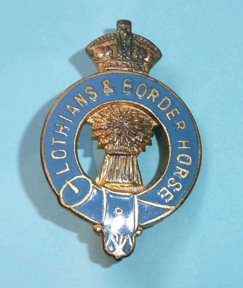 Lothian & Border Horse Yeomanry Enamel & Gilt Sweetheart / OCA Pin Badge Brooch