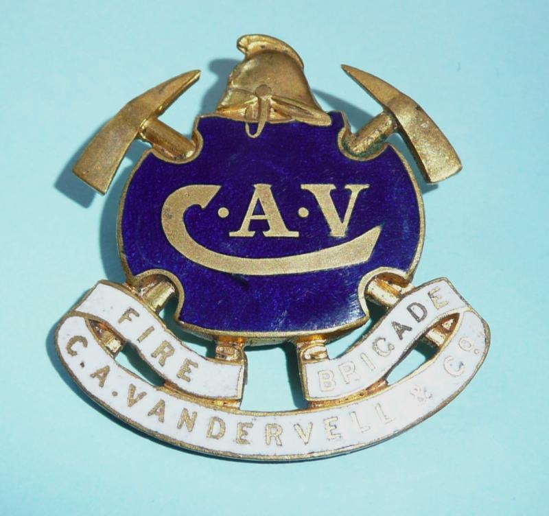 C. A. Vandervell & Co (Industrial) Fire Brigade Enamel and Chrome Lapel Pin Badge