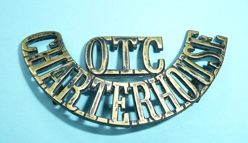 Charterhouse School Officer Training Corps (OTC) (Godalming, Surrey) Blackened Brass One Piece Shoulder Title