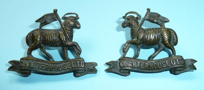 Charterhouse School Officer Training Corps (OTC) (Godalming, Surrey) Matched Pair of Facing Collar Badges