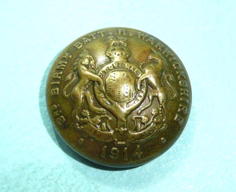 WW1 3rd Birmingham ( Pals ) Battalion Royal Warwickshire Regiment Other Ranks Medium Brass Button - converted to Sweetheart Brooch (damaged)