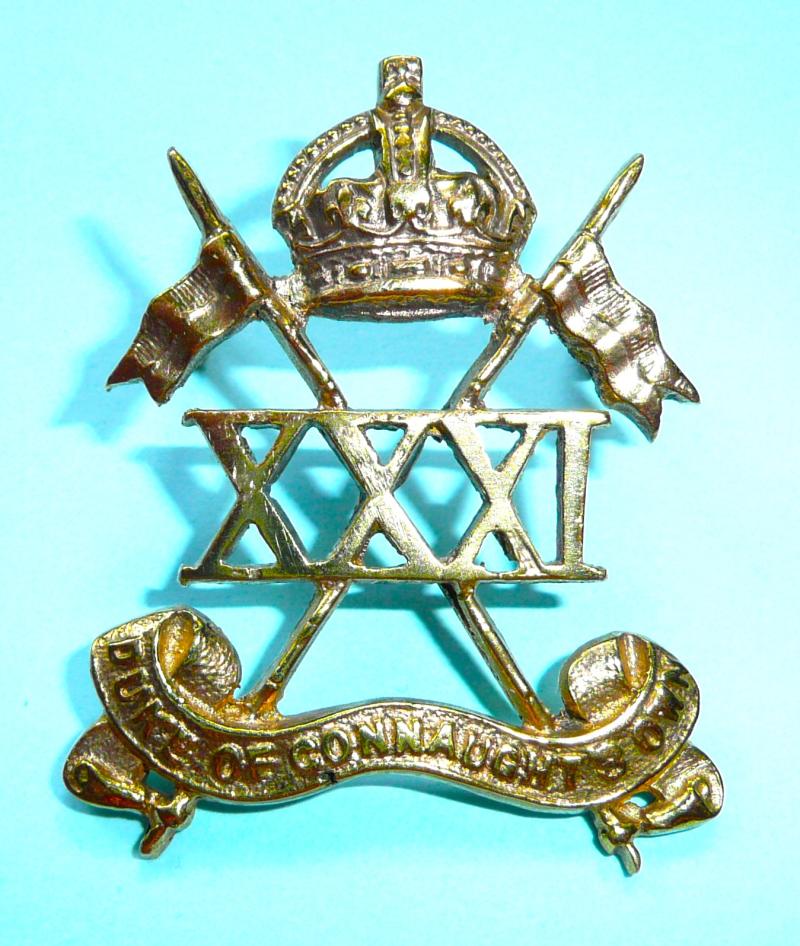 WW1 Indian Army Cavalry - 31st Duke of Connaught's Own Lancers Officer's Gilt Service Dress Cap Badge