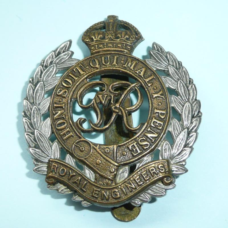 Royal Engineers GVI Other Ranks Bi-Metal Cap Badge, King's Crown