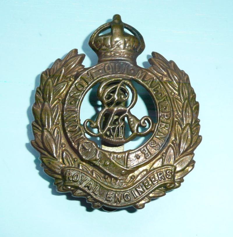 Royal Engineers EDVII Cypher Edwardian Other Ranks Brass Cap Badge