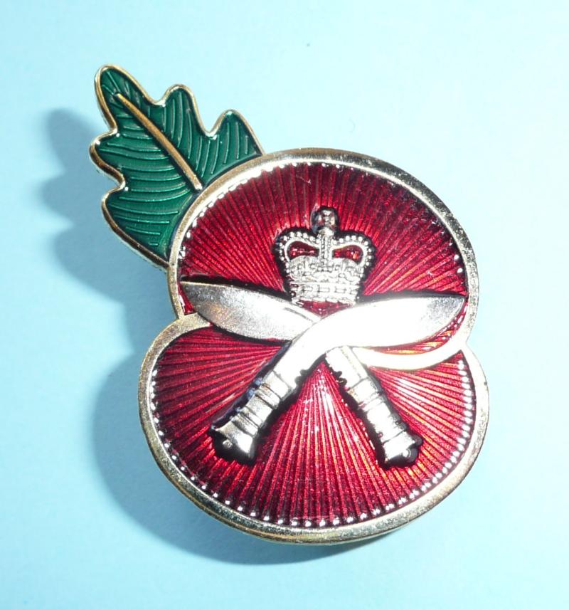 Remembrance Day Gilt Alloy and Enamel Royal Gurkha Rifles Poppy Pin Brooch Badge