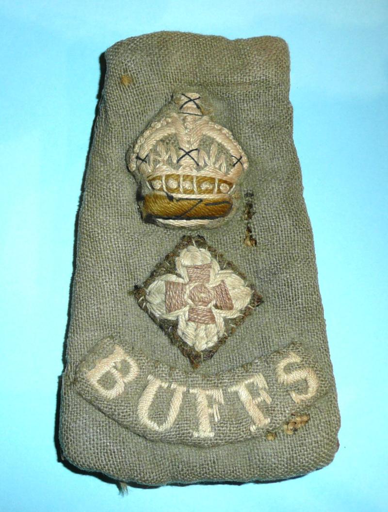 WW2 Buffs (East Kent Regiment) Khaki Drill Officer's Epaulette Shoulder Strap Slip-On  - Lt Col