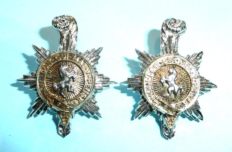 The Queen's Regiment Matched and Facing Pair of Collar Badges