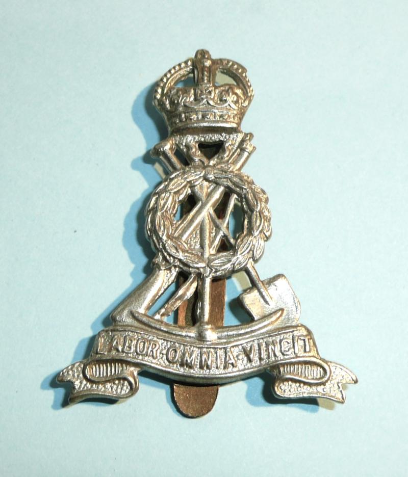 Pioneer Corps Large Pattern Brass White Metal Cap Badge