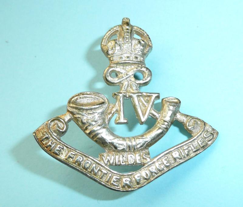 Indian Army - 4th Battalion Wilde Rifles (13th FF) Silver Plated White Metal Cap Badge