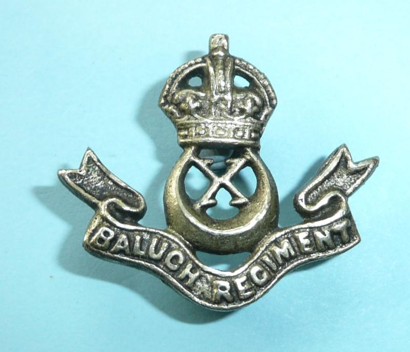 Indian Army - 10th Baluch Regiment Other Rank's Cast White Metal Cap Badge