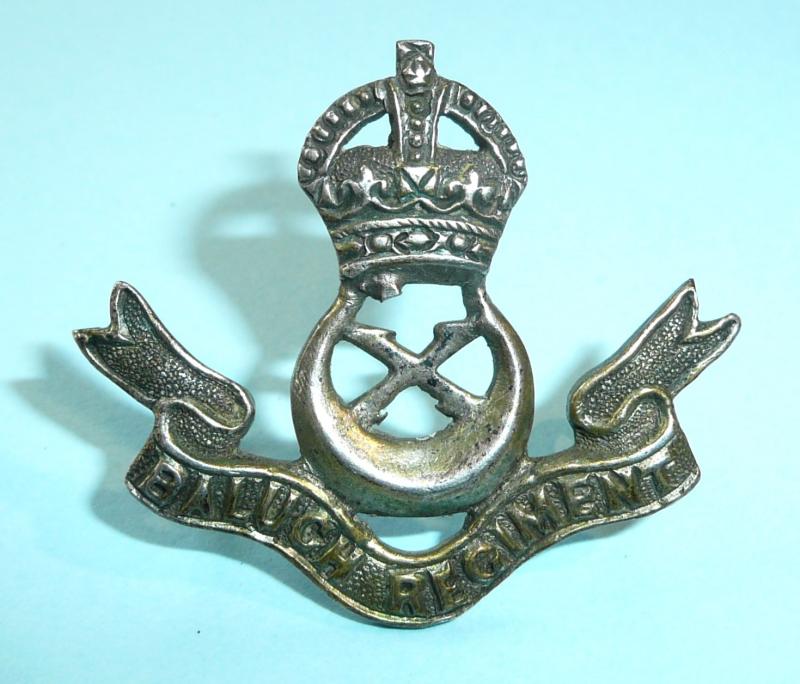 Indian Army - 10th Baluch Regiment Officer's Silver Cap Badge