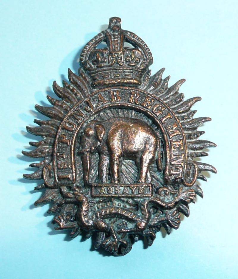 Indian Army - 1st Punjab Regiment OSD Bronzed Pagri Cap Badge, pre 1947