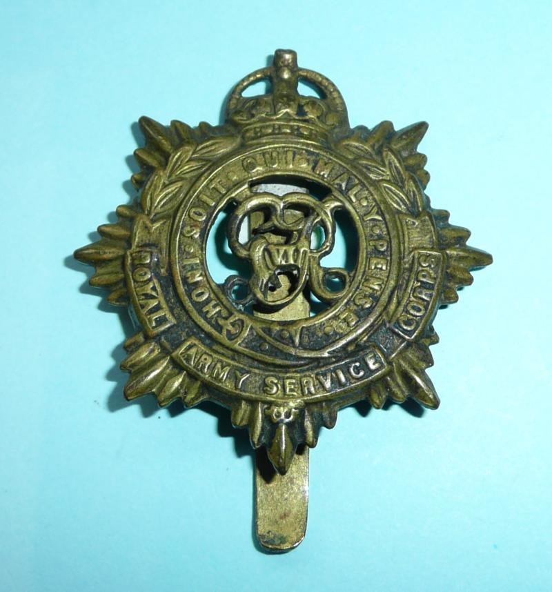 WW2 Royal Army Service Corps (RASC) GVI Issue Other Ranks Gilding Metal Brass Cap Badge