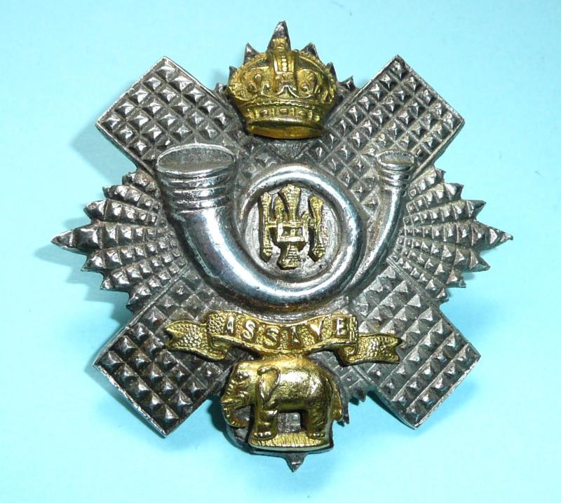 Highland Light Infantry (HLI) Officer's Silver Plate and Gilt Glengarry Cap Badge