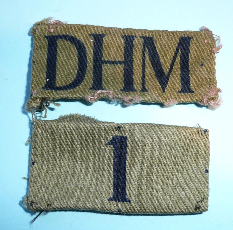 Scarce WW2 Durham Home Guard Printed Cloth Shoulder Title - 1st Battalion