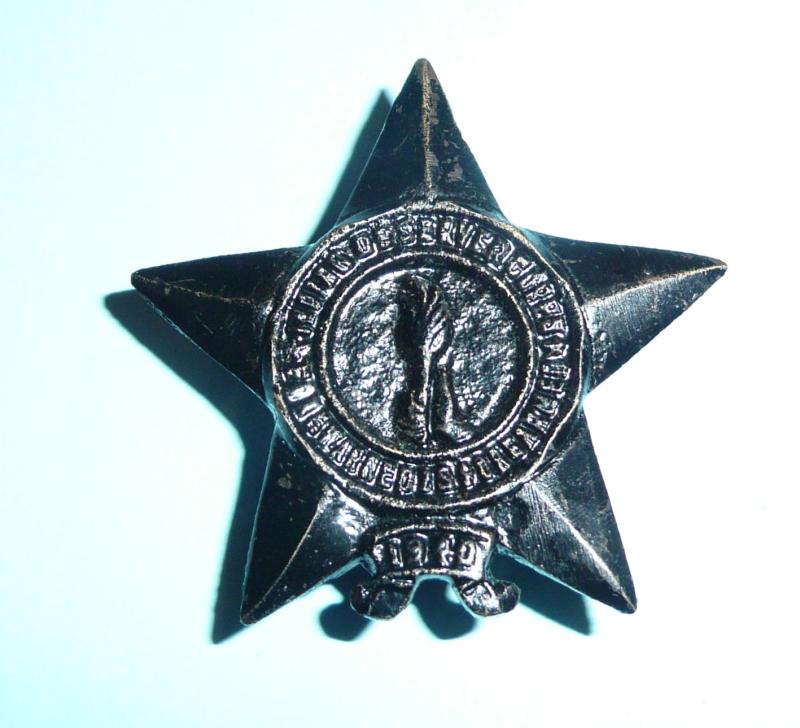 British India - WW2 Indian Observer Corps Blackened Cap Badge