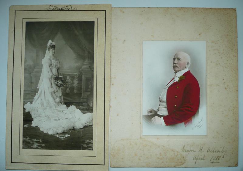 Pair of Original Edwardian Mounted Portrait Photographs  - One hand coloured - Major R. Allenby, J.P. (York)