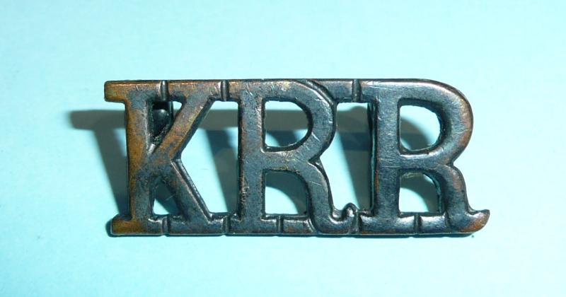 KRR - King's Royal Rifles Corps (KRRC) Blackened Brass Shoulder Title