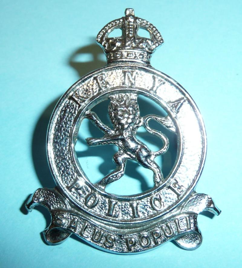 East Africa  - Kenya Police Chromed Cap Badge, King's Crown