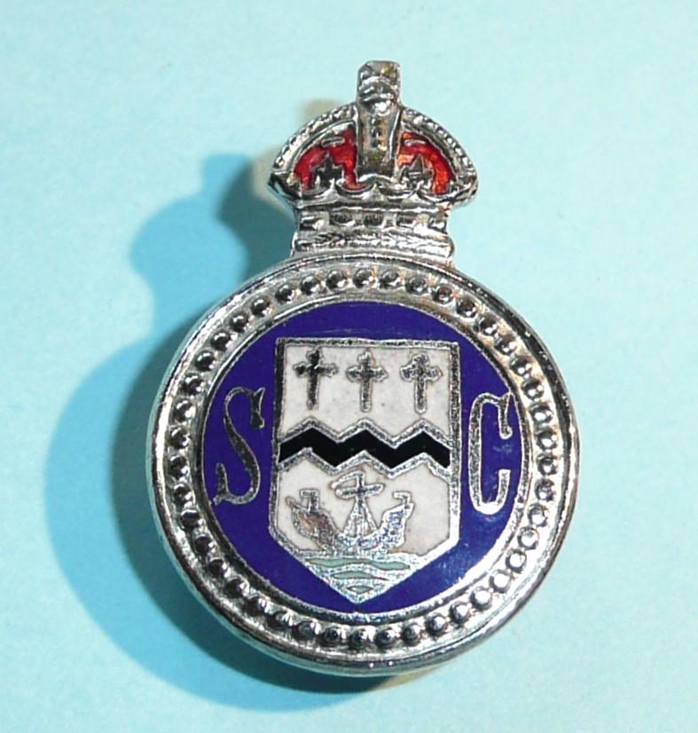 WW2 Southport Borough Police Special Constable Constabulary Chrome & Enamel Mufti Buttonhole Lapel Badge