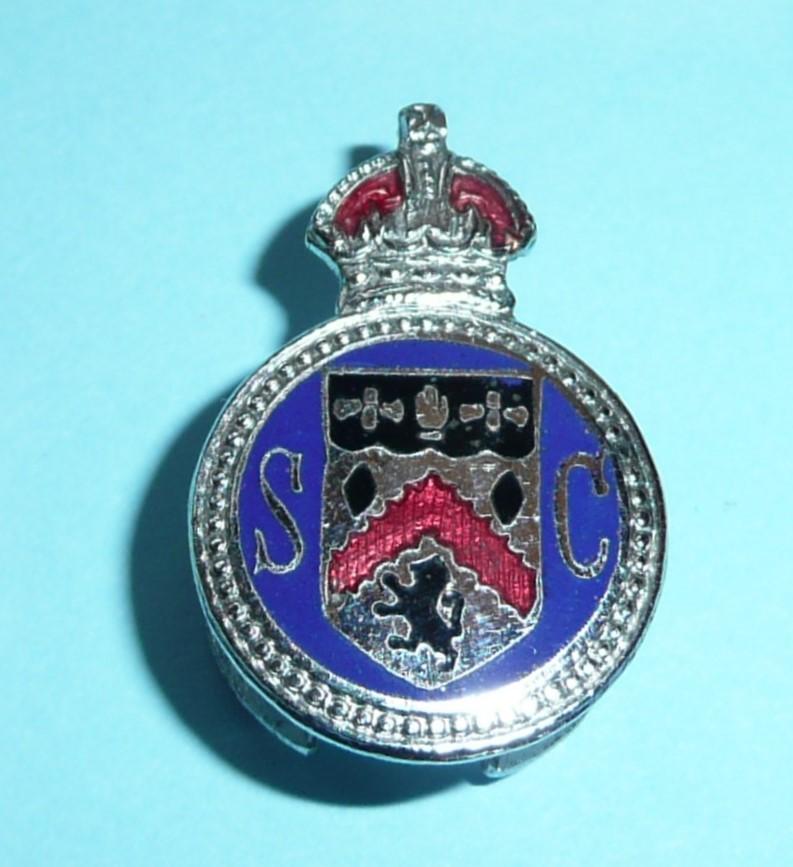 WW2 Burnley Borough (Lancashire) Special Constable Constabulary Police Chrome & Enamel Mufti Buttonhole Lapel Badge