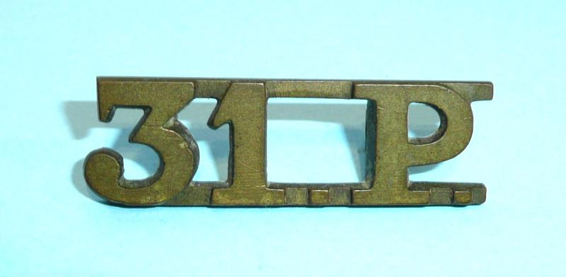 WW1 Indian Army - 31st Punjabis Brass Shoulder Title