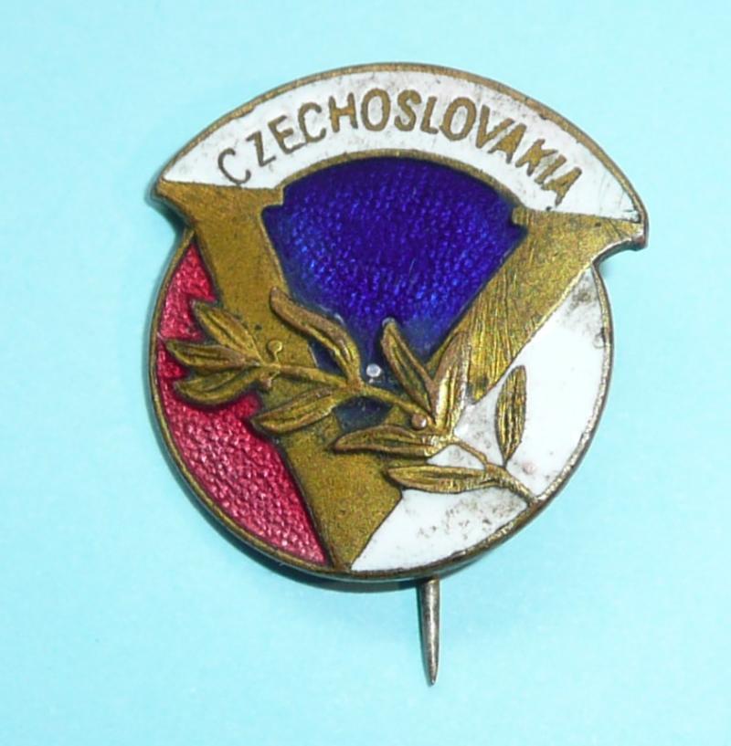 WW2 Czechoslovakia V for Victory Patriotic Fund Raising Enamel - 1941