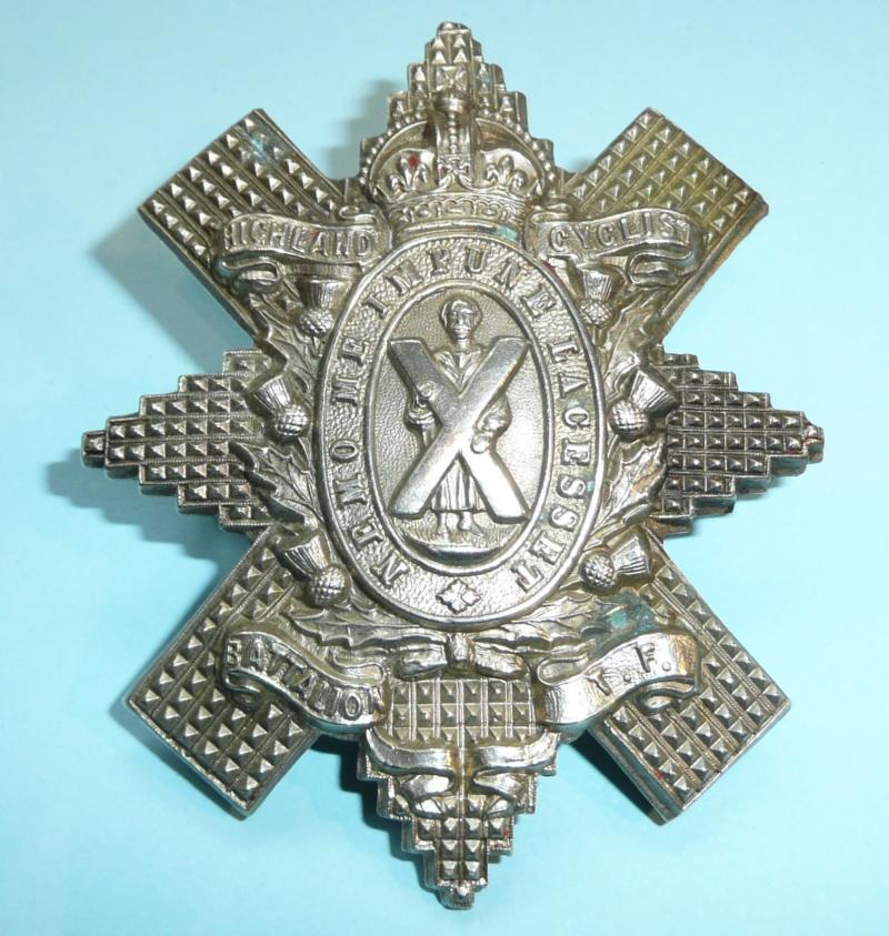 Highland Cyclist Battalion (HCB) White Metal Glengarry Badge - Gaunt Plaque