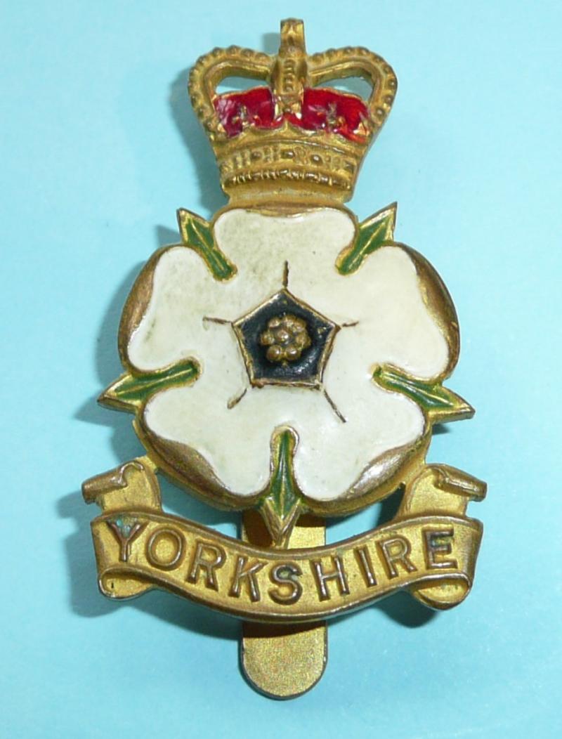 Yorkshire Brigade / Volunteers Enamelled Cap Badge - Maker marked