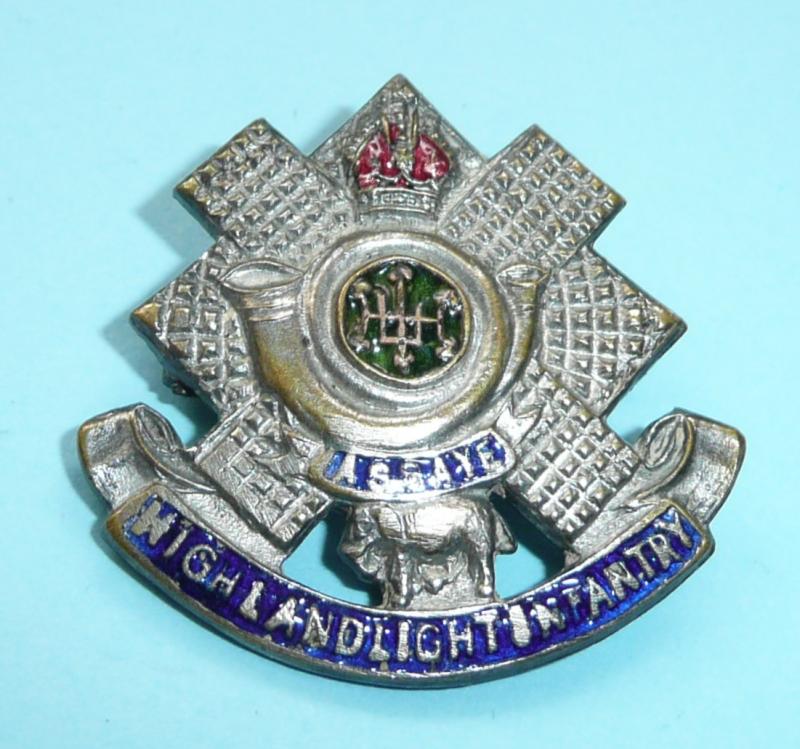 Highland Light Infantry (HLI) White Metal & Enamel Sweetheart Brooch Pin Badge