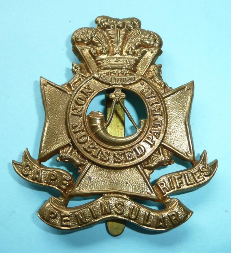 South Africa - Cape Peninsula Rifles (CPR) Gilding Metal Helmet Badge, Pagri Fitting