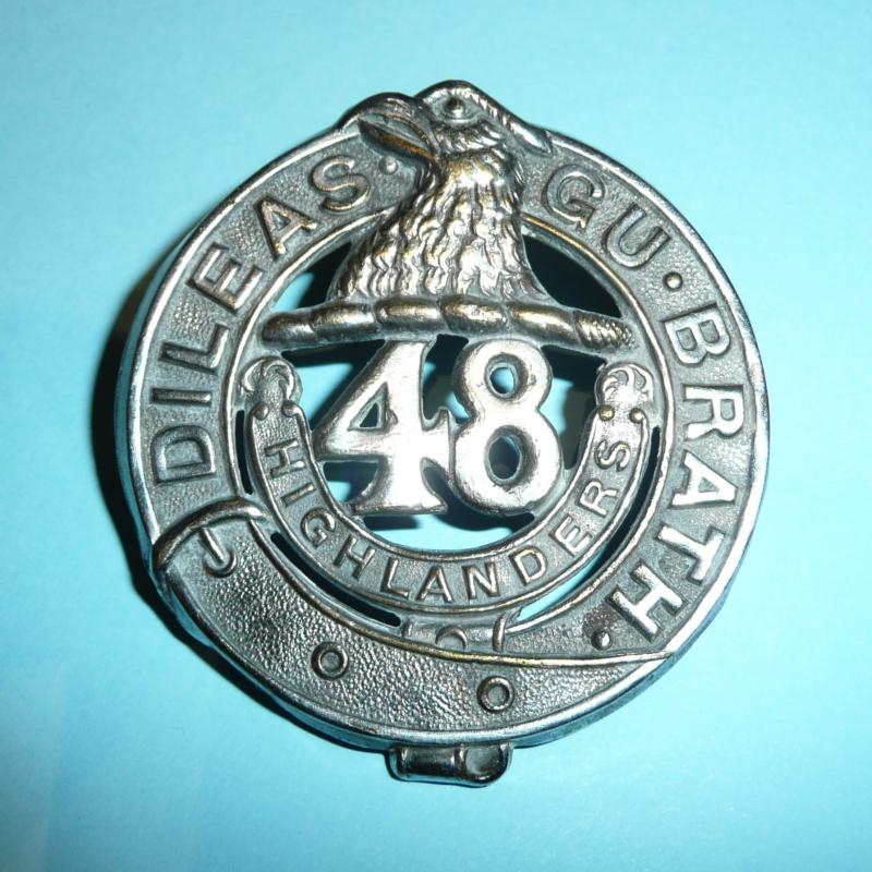 Canadian Militia 48th Highlanders White Metal Glengarry Cap Badge
