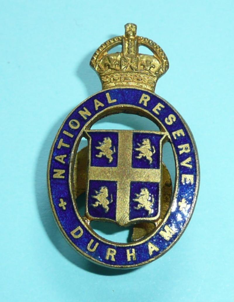 Pre WW1 Durham County National Reserve Gilt and Enamel Mufti Lapel Buttonhole Badge
