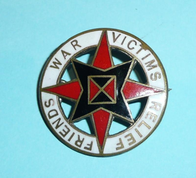 WW2 Home Front Friends War Victims Relief Enamel & Gilt Lapel Pin Brooch