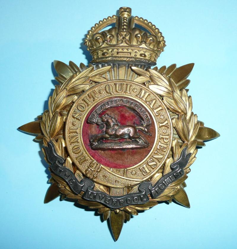 Kings Liverpool Regiment Officers 1878 Pattern Helmet Plate  - King's Crown (modified)