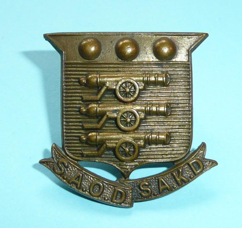 South African Ordnance Department SAOD /SAKD Brass Cap badge, 1926 - 1934 pattern