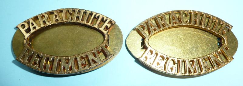 Parachute Regiment Matching Pair of  Brass Shoulder Titles on Backing Plates